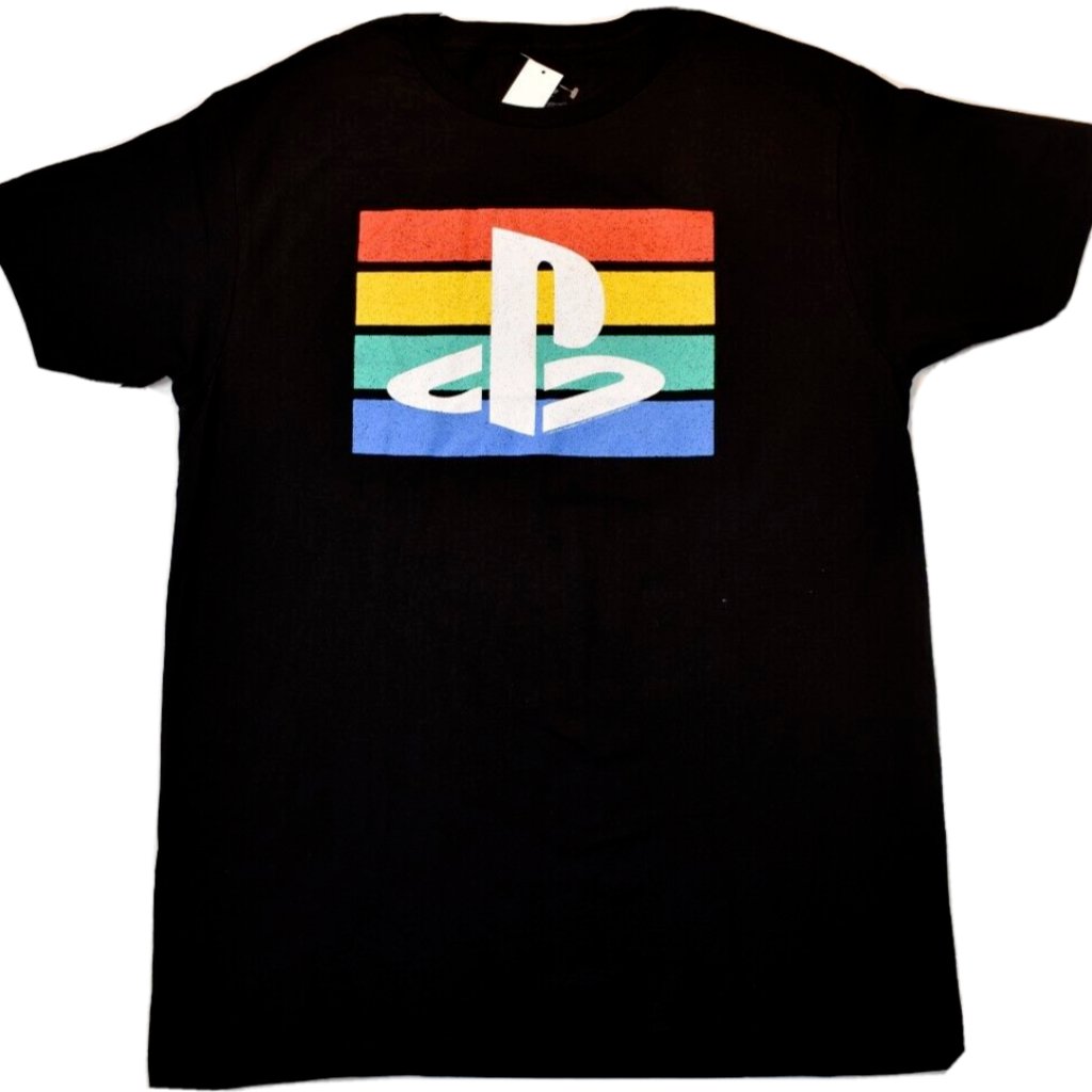 Playstation Mens Playstation Distressed Graphic Black Shirt New